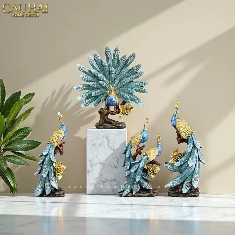 Maison Couture - Tượng Đôi Khổng Tước Duo Royal Paon Plumage - Bleu Nuit-CẬU HAI HOME DECOR