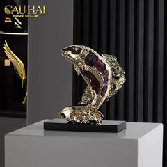 Maison Couture - Tượng Đồng Cá Chép Đá Thạch Anh Tím Royale Amethyst Dragon Ascend H22x29-CẬU HAI HOME DECOR