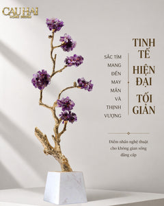 Maison Couture - Tượng Đồng Cây Trí Tuệ Đá Thạch Anh Tím Tree Of Wisdom Amethyst H55-CẬU HAI HOME DECOR