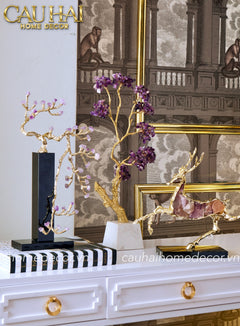 Maison Couture - Tượng Đồng Cây Trí Tuệ Đá Thạch Anh Tím Tree Of Wisdom Amethyst H55-CẬU HAI HOME DECOR