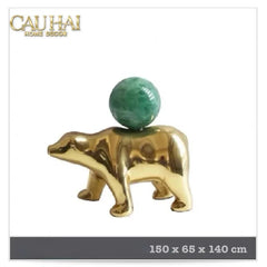 Maison Couture - Tượng Đồng Gấu Polar Bear Gemstone Vert Emerald Malachite 18x14-CẬU HAI HOME DECOR