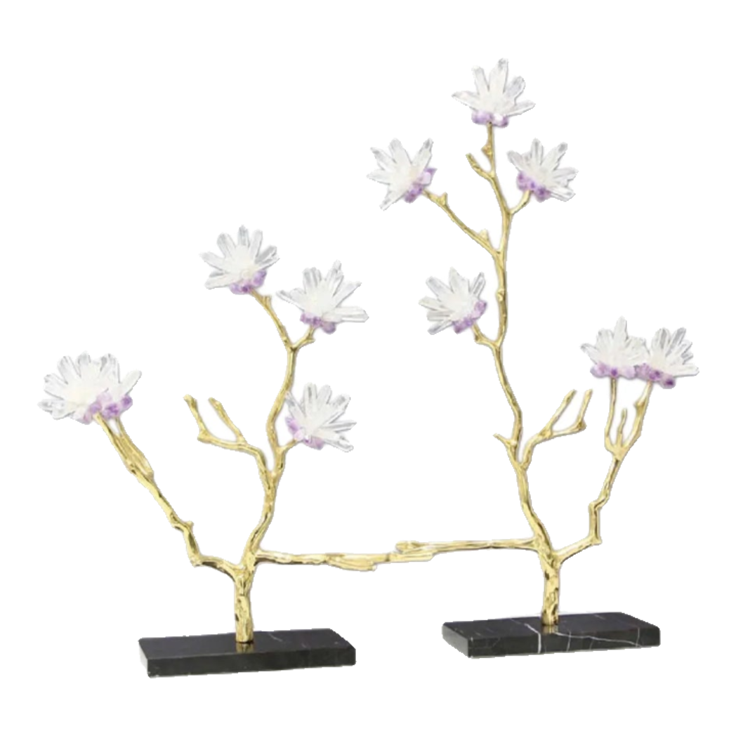 Maison Couture - Tượng Nhánh Cây Đồng Đá Thạch Anh Trắng - Les Fleurs White Quartz 27x50-TƯỢNG TRANG TRÍ-CẬU HAI HOME DECOR-CẬU HAI HOME DECOR