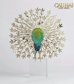 Maison Couture - Tượng Đồng Khổng Tước Đá Sapphire - Le Paon Impérial Bleu Saphir Cristalleries-CẬU HAI HOME DECOR