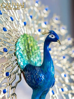 Maison Couture - Tượng Đồng Khổng Tước Đá Sapphire - Le Paon Impérial Bleu Saphir Cristalleries-CẬU HAI HOME DECOR