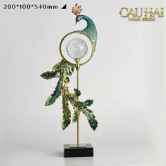 Maison Couture - Tượng Đồng Khổng Tước Hoàng Gia Majestic Aurelia Paon – Brass & Cristalleries Sculpture 20x10x54-CẬU HAI HOME DECOR