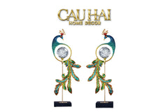 Maison Couture - Tượng Đồng Khổng Tước Hoàng Gia Majestic Aurelia Paon – Brass & Cristalleries Sculpture 20x10x54-CẬU HAI HOME DECOR