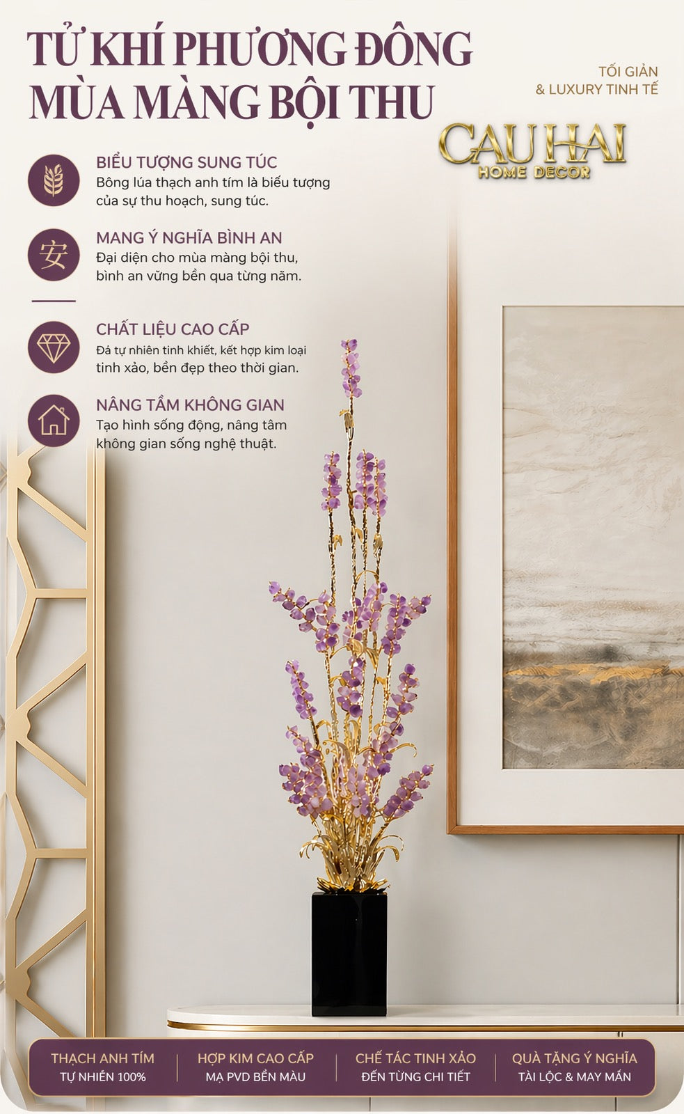 Maison Couture - Tượng Đồng Lúa Mì Brasson Épi Doré Amethyst Harvest House H100-CẬU HAI HOME DECOR
