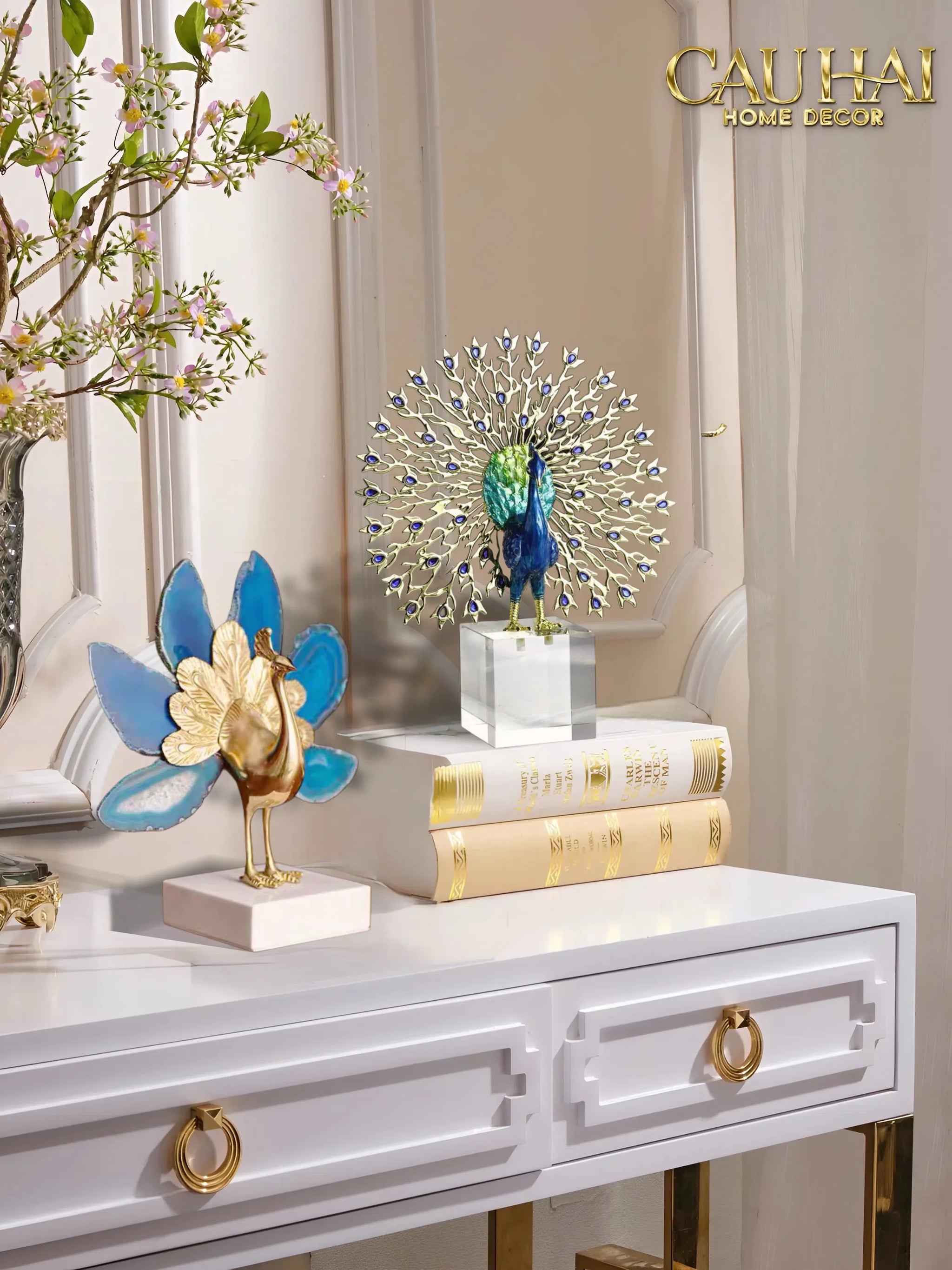 Maison Couture - Tượng Đồng Mã Não Khổng Tước Brasson Onyx Paon The Vanity Of Hera-CẬU HAI HOME DECOR