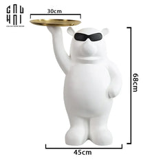 Maison Couture - Tượng Gấu Đeo Kính Bear in Black - Big Boss Bear 45x68-CẬU HAI HOME DECOR
