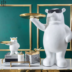 Maison Couture - Tượng Gấu Đeo Kính Bear in Black - Big Boss Bear 45x68-CẬU HAI HOME DECOR
