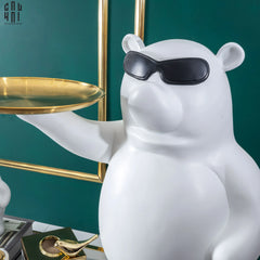 Maison Couture - Tượng Gấu Đeo Kính Bear in Black - Big Boss Bear 45x68-CẬU HAI HOME DECOR