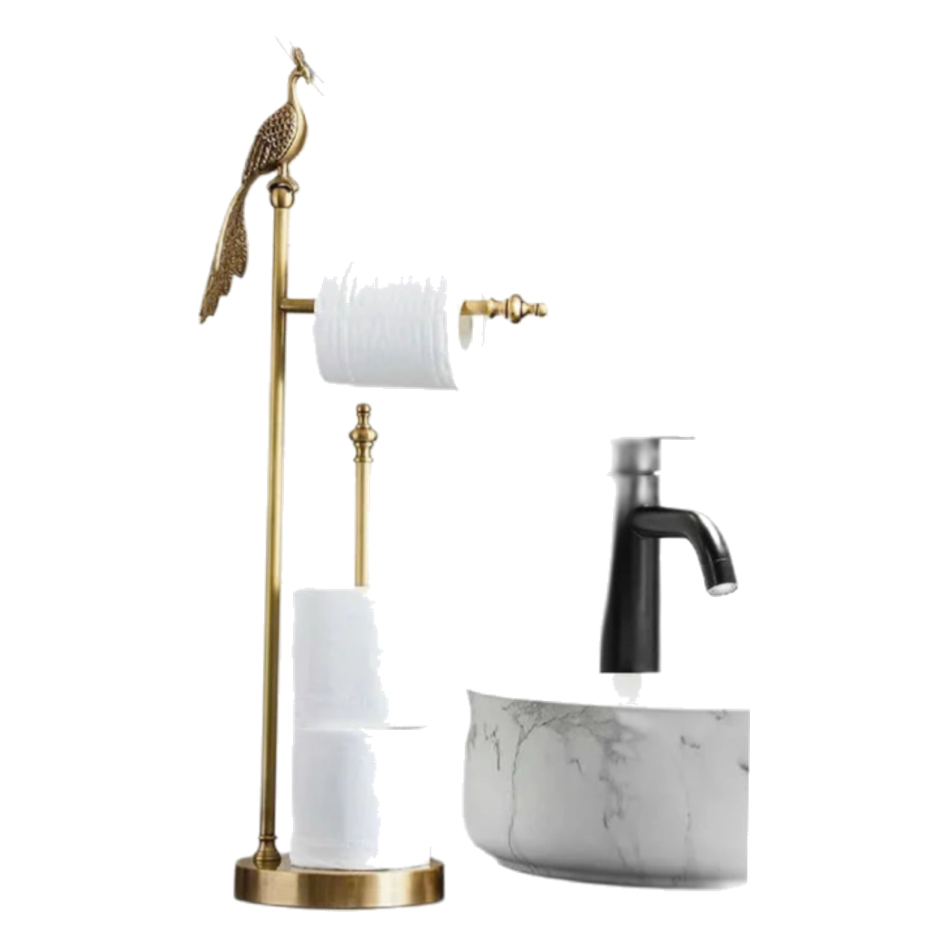 Maison Couture - Tượng Giá Treo Khăn Khổng Tước Bằng Đồng Royale Paon Bathroom Vanity 16x67-TƯỢNG TRANG TRÍ-Đối tác tại Trung Quốc theo từng đơn đặt hàng-CẬU HAI HOME DECOR