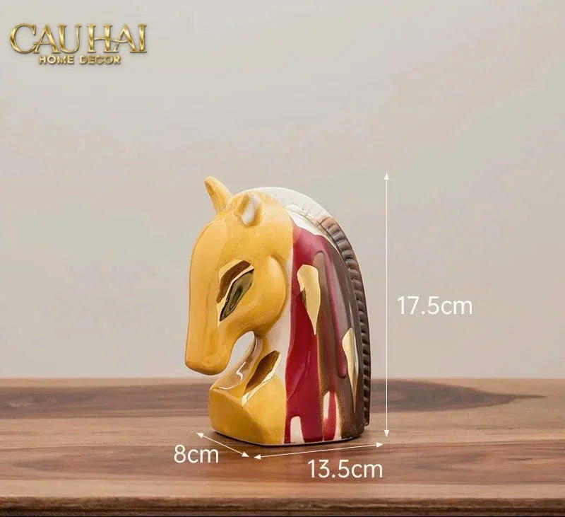 Maison Couture - Tượng Gốm Đầu Ngựa Equine Silhouette Sculpture Layered Painting Glazing H18/H28-CẬU HAI HOME DECOR