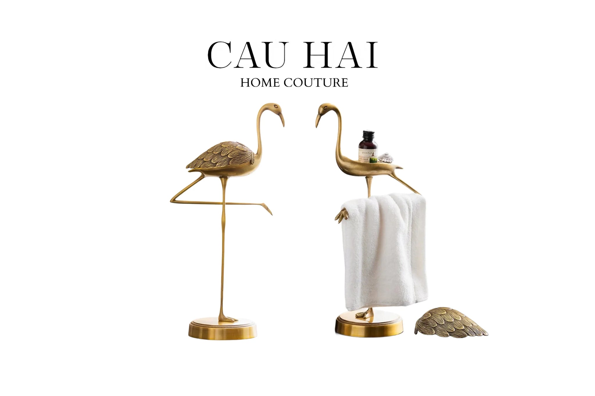 Maison Couture - Tượng Hạc Đồng Folie Flamingo Towels Hanging Bathroom Vanity H38-CẬU HAI HOME DECOR