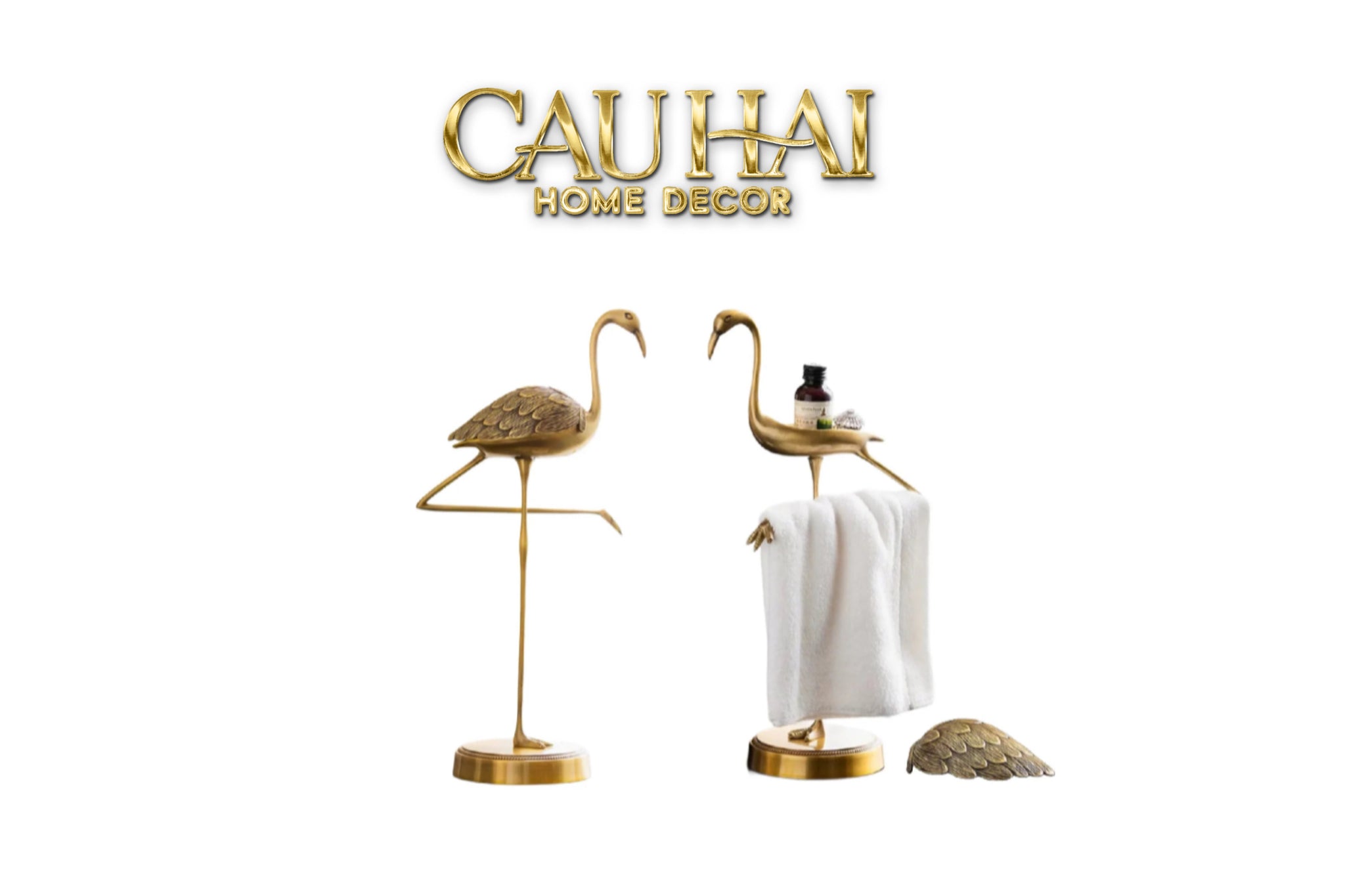 Maison Couture - Tượng Hạc Đồng Folie Flamingo Towels Hanging Bathroom Vanity H38-CẬU HAI HOME DECOR
