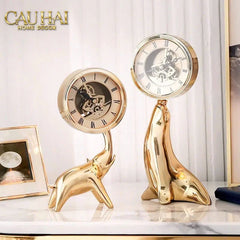 Maison Couture - Tượng Hải Cẩu Nâng Đồng Hồ Golden Guardian Seal TimeKeeper H25.5-CẬU HAI HOME DECOR