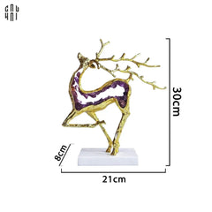 Maison Couture - Tượng Hươu Đồng Brasson Amethyst Jewelry Celestial Elk 21x30'-CẬU HAI HOME DECOR
