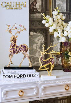 Maison Couture - Tượng Hươu Đồng Đá Thạch Anh Tím Sentinel Prima Gemstones Antler - H44x26-CẬU HAI HOME DECOR