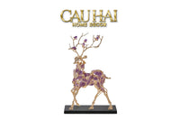 Maison Couture - Tượng Hươu Đồng Đá Thạch Anh Tím Sentinel Prima Gemstones Antler - H44x26-CẬU HAI HOME DECOR