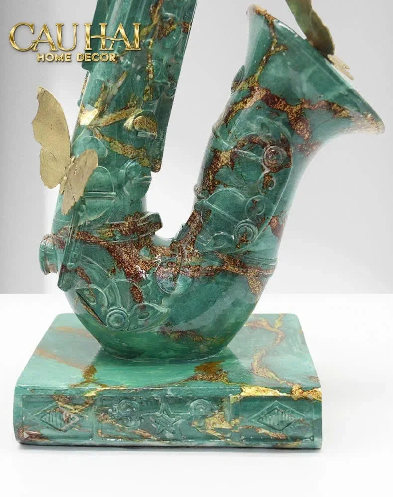 Maison Couture - Tượng Kèn Saxo Verdigris Wings Serenade H43-CẬU HAI HOME DECOR