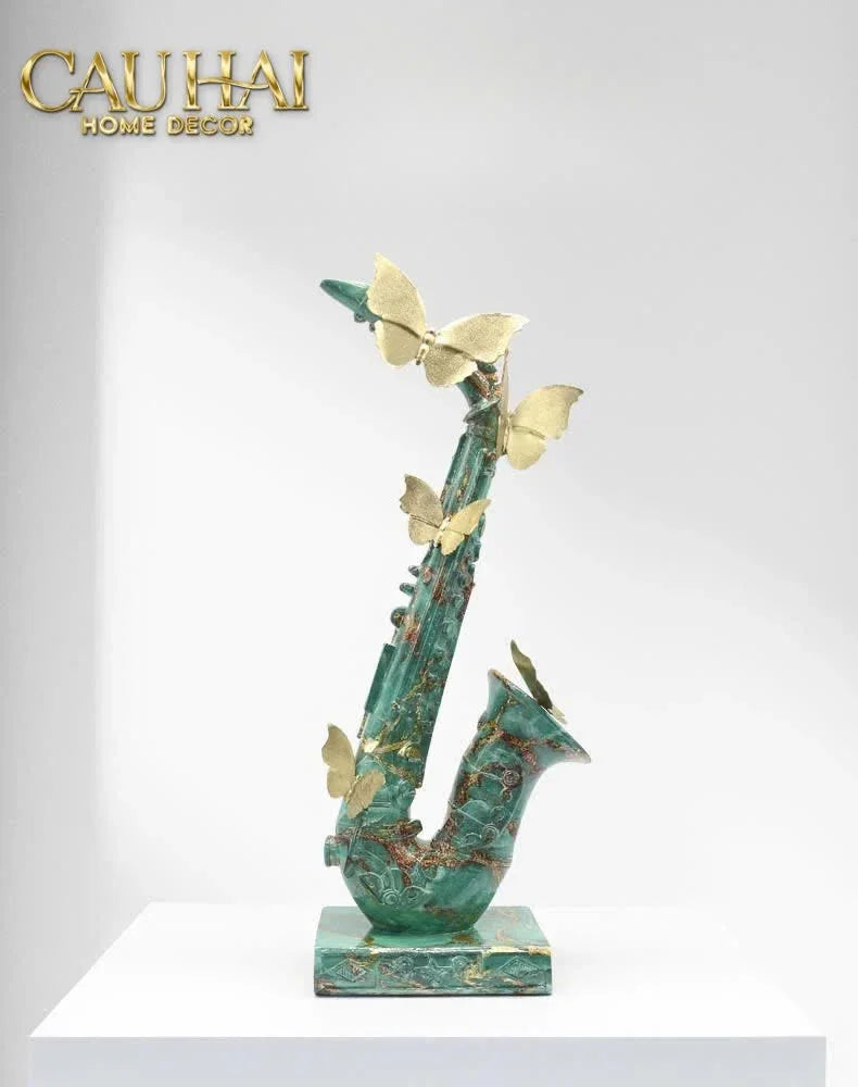 Maison Couture - Tượng Kèn Saxo Verdigris Wings Serenade H43-CẬU HAI HOME DECOR