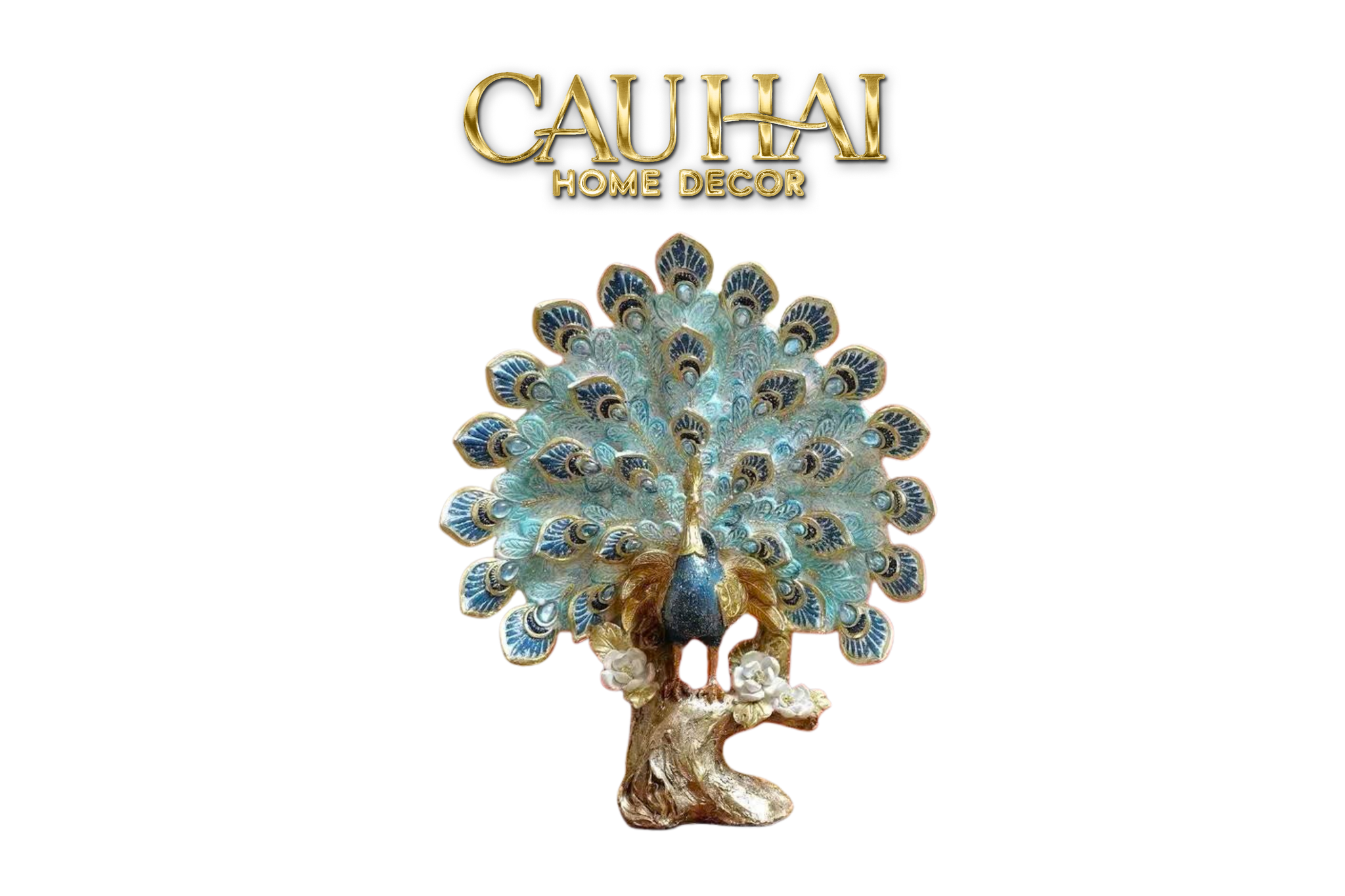 Maison Couture - Tượng Khổng Tước Paon Céleste Bleu Ciel - Empress Fan - CẬU HAI HOME DECOR