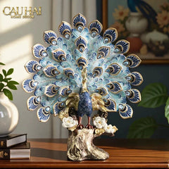 Maison Couture - Tượng Khổng Tước Paon Céleste Bleu Ciel - Empress Fan H33-CẬU HAI HOME DECOR