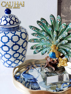 Maison Couture - Tượng Khổng Tước Royal Paon Plumage - Empress Fan 29x31 cm-CẬU HAI HOME DECOR