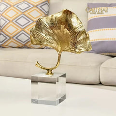 Maison Couture - Tượng Lá Ngân Hạnh Crystal Brasson Ginkgo H25-CẬU HAI HOME DECOR