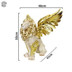 Maison Couture - Tượng Majestic Golden Lion - Gold Dust 50Cm-CẬU HAI HOME DECOR