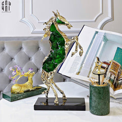 Maison Couture - Tượng Ngựa Bằng Đồng Đá Flotite Green - Brasson Équestre Cheval Émeraude 20x40-CẬU HAI HOME DECOR