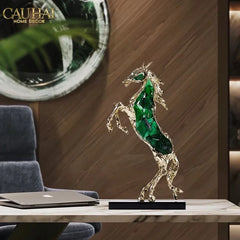 Maison Couture - Tượng Ngựa Bằng Đồng Đá Flotite Green - Brasson Équestre Cheval Émeraude 20x40-CẬU HAI HOME DECOR
