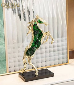 Maison Couture - Tượng Ngựa Bằng Đồng Đá Flotite Green - Brasson Équestre Cheval Émeraude 20x40-CẬU HAI HOME DECOR