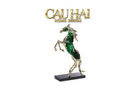 Maison Couture - Tượng Ngựa Bằng Đồng Đá Flotite Green - Brasson Équestre Cheval Émeraude 20x40-CẬU HAI HOME DECOR