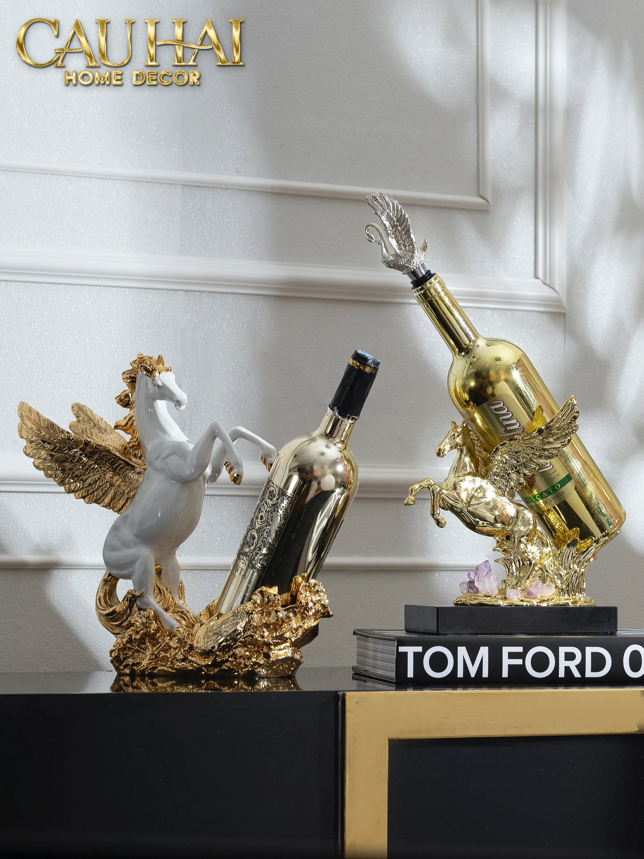 Maison Couture - Tượng Ngựa Đế Đỡ Chai Vang - Elite Pegasus Wine Stand-CẬU HAI HOME DECOR