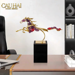 Maison Couture - Tượng Ngựa Đồng Thạch Anh Tím Améthyste Aurélion Ascendant Stallion H35-CẬU HAI HOME DECOR