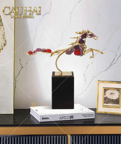 Maison Couture - Tượng Ngựa Đồng Thạch Anh Tím Améthyste Aurélion Ascendant Stallion H35-CẬU HAI HOME DECOR