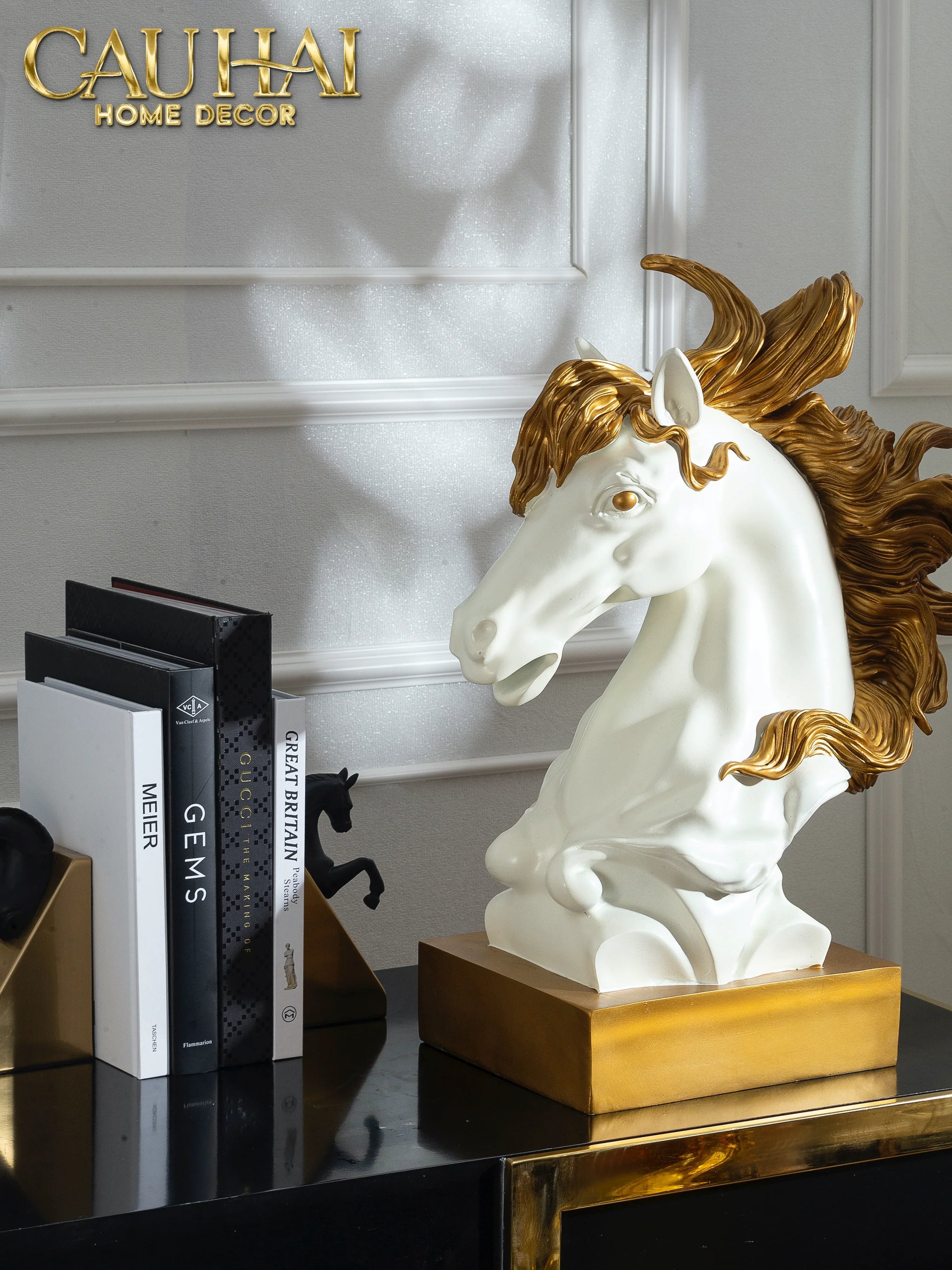 Maison Couture - Tượng Ngựa Kim Mã Cavalliere D'Or H60-CẬU HAI HOME DECOR