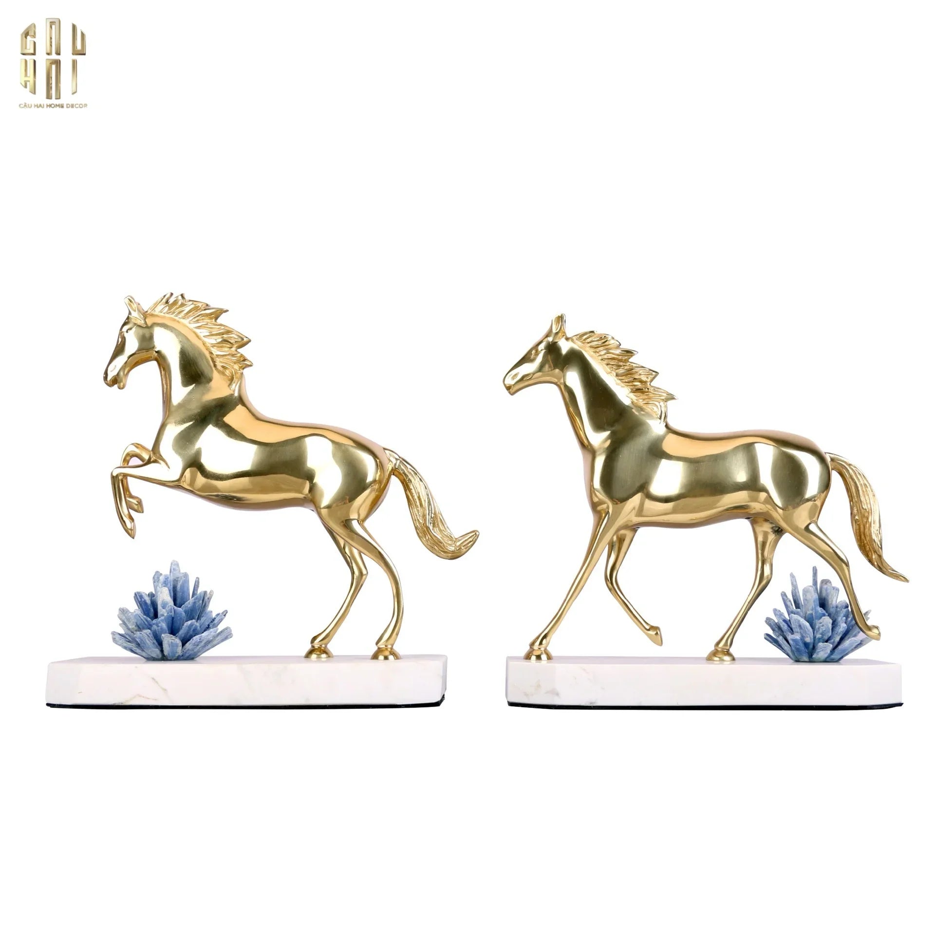 Maison Couture - Tượng Ngựa Phi Bằng Đồng Đá Thạch Anh Xanh - Brasson Quartz Royale Paladin 27x26x10-CẬU HAI HOME DECOR