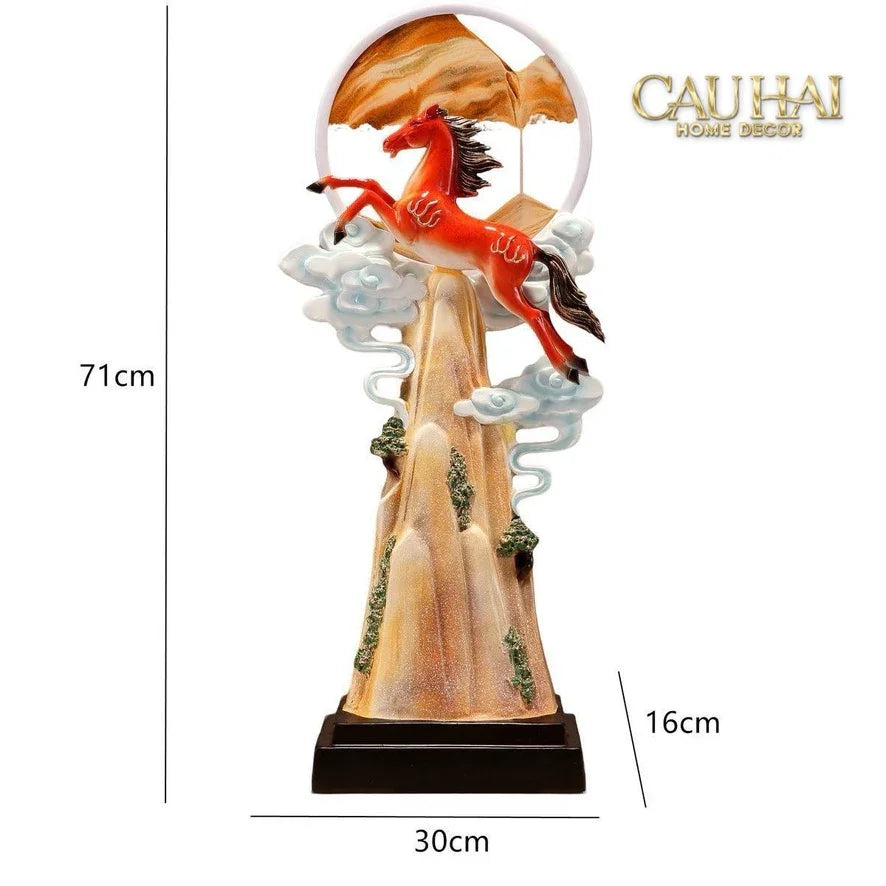 Maison Couture - Tượng Ngựa Trên Đỉnh Thiên Mã - Vermillion Celestial Stalion 71x30x16-CẬU HAI HOME DECOR