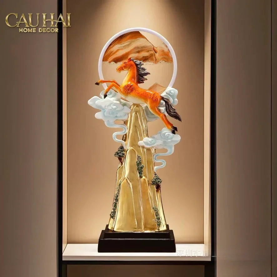Maison Couture - Tượng Ngựa Trên Đỉnh Thiên Mã - Vermillion Celestial Stalion 71x30x16-CẬU HAI HOME DECOR