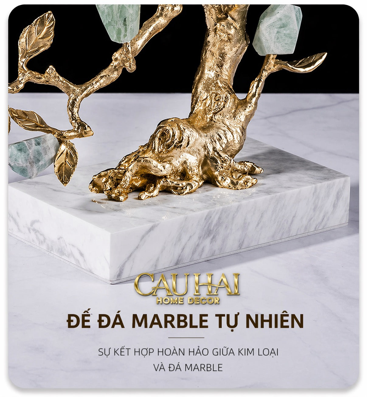 Maison Couture - Tượng Nhân Sâm Bằng Đồng Đá Thạch Anh Xanh - Brasson Aventurine Quartz - Root Of Eternity 9x30x27-CẬU HAI HOME DECOR