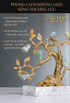 Maison Couture - Tượng Nhân Sâm Bằng Đồng Đá Thạch Anh Xanh - Brasson Aventurine Quartz - Root Of Eternity 9x30x27-CẬU HAI HOME DECOR