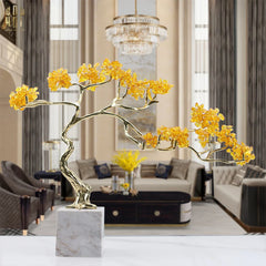 Maison Couture - Tượng Nhánh Cây Bonsai Thân Đồng Đá Pha Lê Vàng Lux Zen "Tree Of Light" 15x55x35-CẬU HAI HOME DECOR