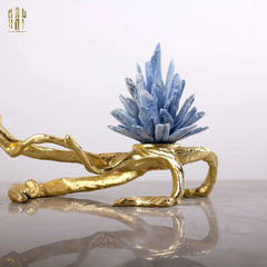 Maison Couture - Tượng Nhánh Cây Cánh Cung Bằng Đồng Đá Thạch Anh Blue Quartz 15x28x36-CẬU HAI HOME DECOR