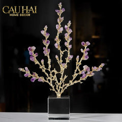 Maison Couture - Tượng San Hô Bằng Đồng Đá Thạch Anh Tím Amethyst Brasson Coral 32x42-CẬU HAI HOME DECOR