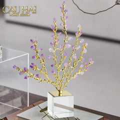Maison Couture - Tượng San Hô Bằng Đồng Đá Thạch Anh Tím Amethyst Brasson Coral 32x42-CẬU HAI HOME DECOR