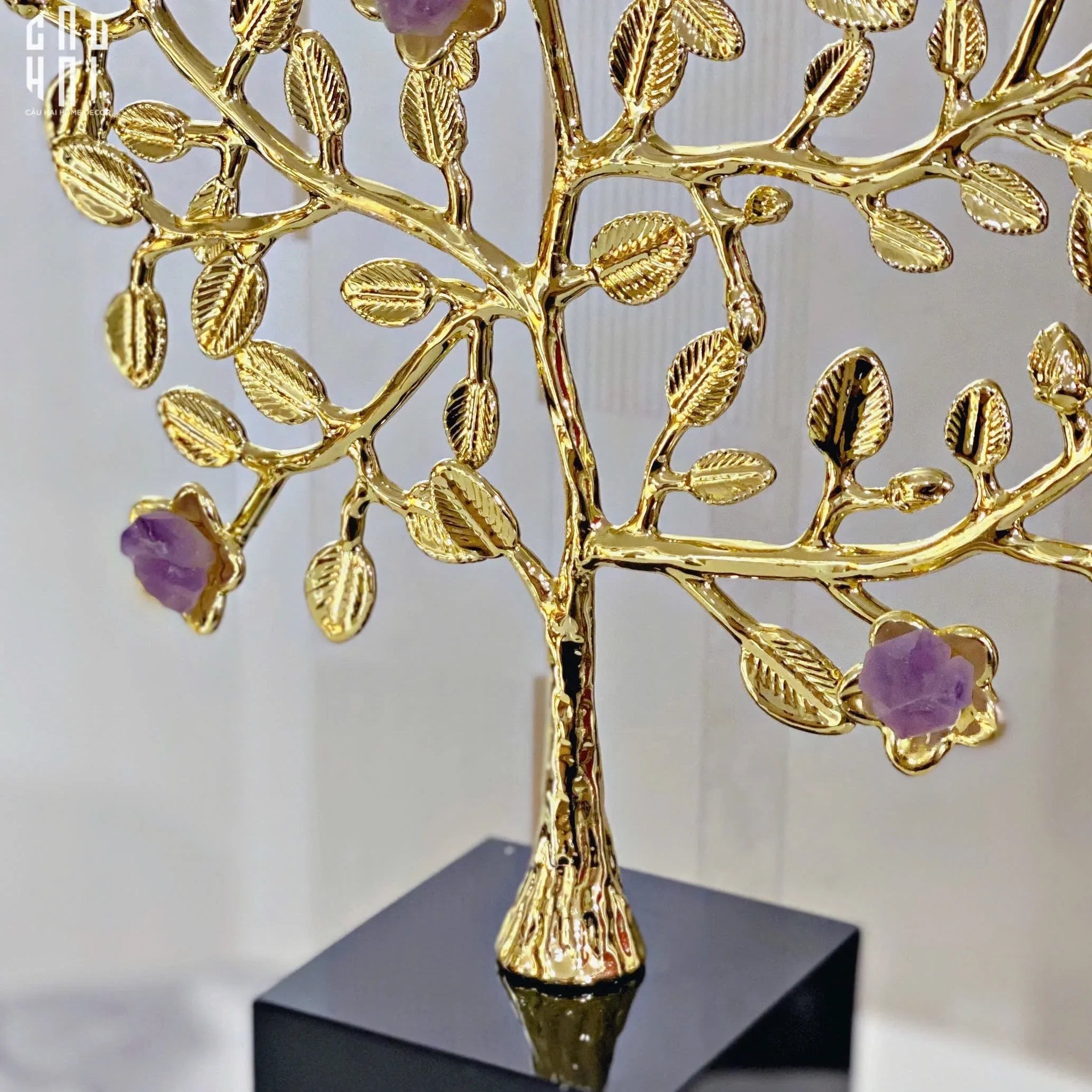 Maison Couture - Tượng Thân Cây Bằng Đồng Đá Thạch Anh Tím Brasson Amethyst Jardin De Vie 20x34-CẬU HAI HOME DECOR