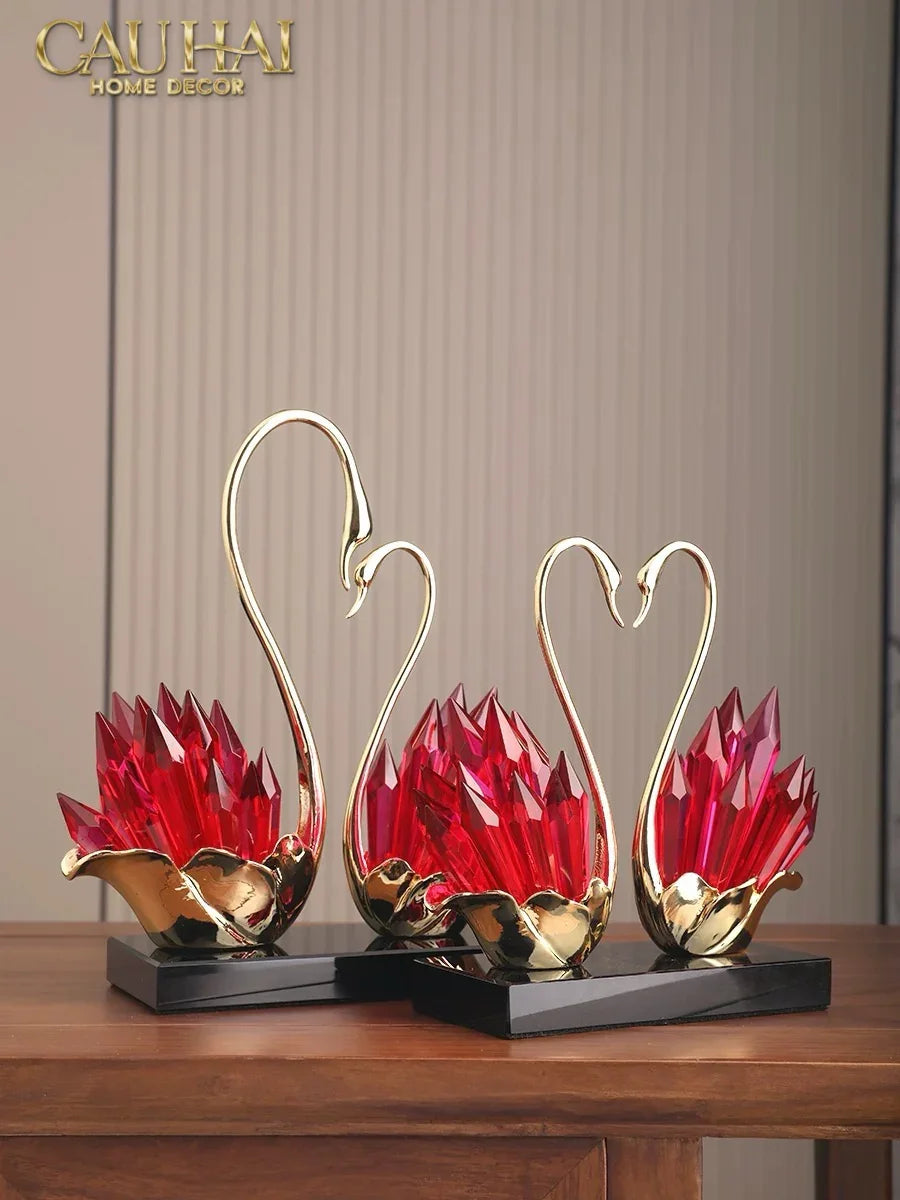 Maison Couture - Tượng Thiên Nga Vĩnh Cửu - Les Cygnes d’Amour Ruby Swan Cristalleries-CẬU HAI HOME DECOR