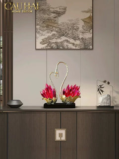 Maison Couture - Tượng Thiên Nga Vĩnh Cửu - Les Cygnes d’Amour Ruby Swan Cristalleries-CẬU HAI HOME DECOR